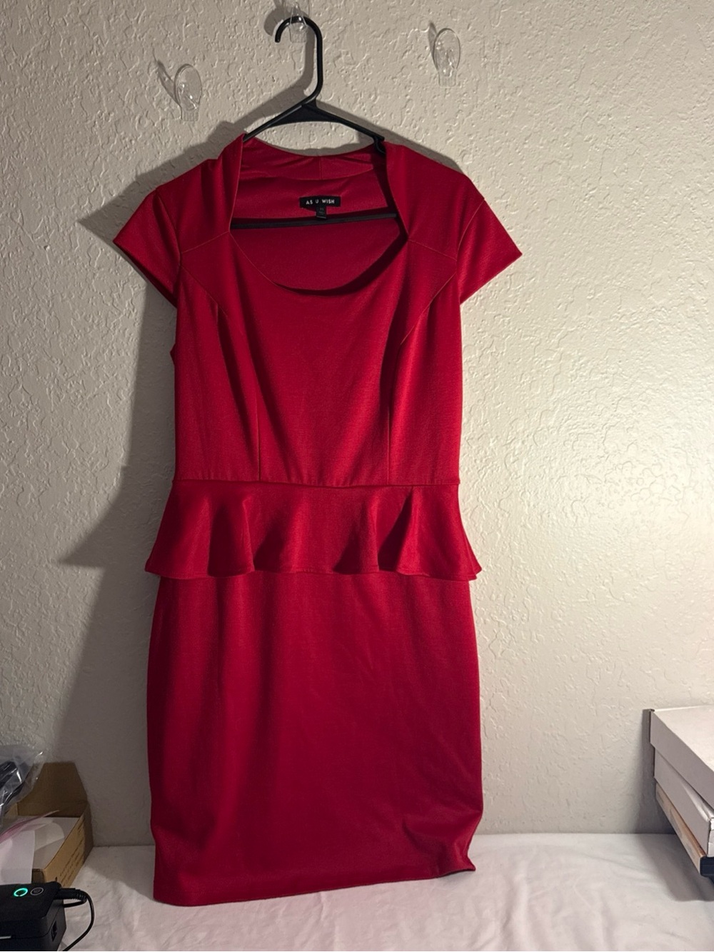 As U Wish Red Peplum Sheath Dress